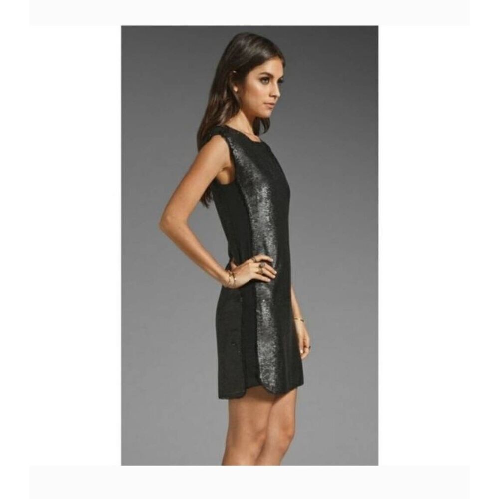 Rebecca Taylor Blk. Sequin Mini Dress, Sleeveless, Lined, Bateau Neck,NWOT, SZ.4